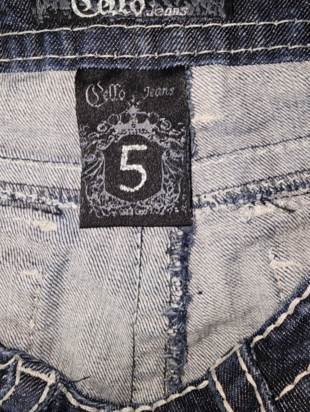 CELLO Size 5 Bling Pocket Bootcut Flare Jeans Contrast Stitch 28x31 Low Rise - Picture 6 of 8